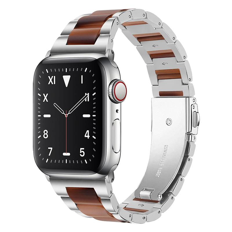 Ремешок из нержавеющей стали+смолы Для Apple watch band 40 мм 45 мм 44 мм 49 мм 41 мм 38 мм Металлический браслет iwatch series 9 8 7 6 5 SE ultra 2