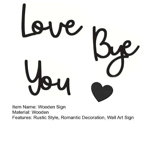 Wall Art Wooden Sign Love You Bye Script Sign Above Door Entryway Decor Sign for Home Entrance Wall Valentine's Day Decoration