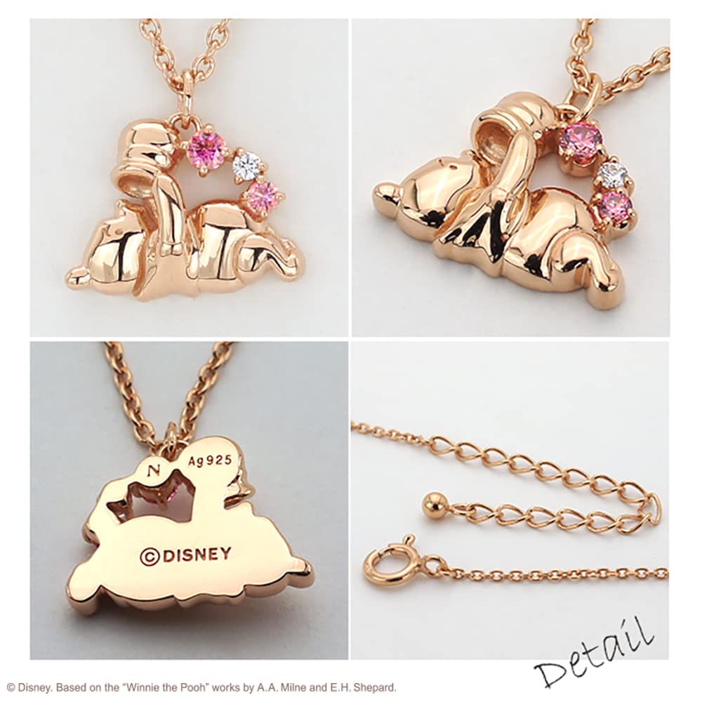 Disney Winnie the Pooh Silver Necklace Pendant with Pink Gold Plating and Honey Cubic Zirconia (VPCDSW0053)