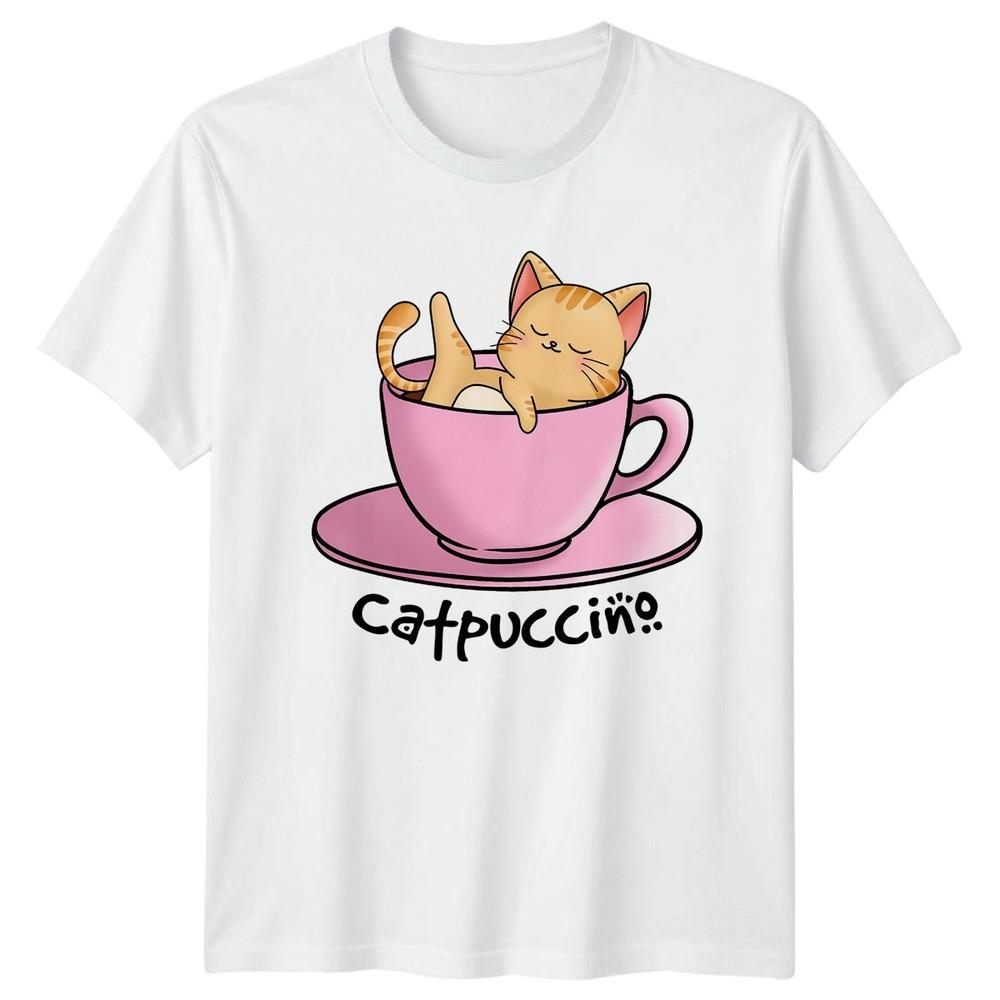 Catpuccino Unisexs TShirt Coffee Puns Cats Birthday Gift For Her