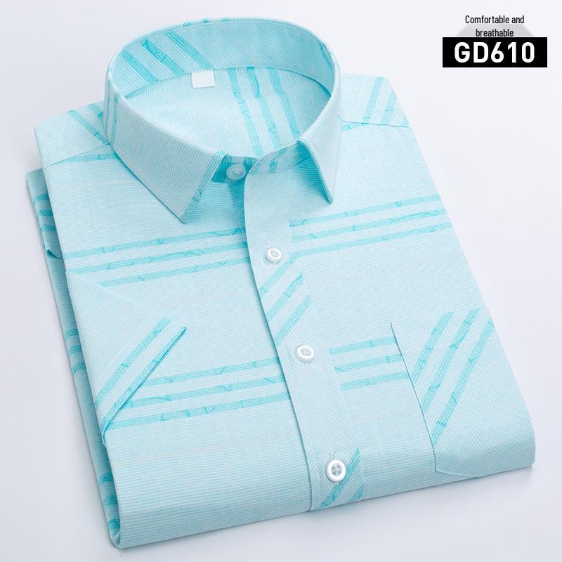 Новая летняя мужская рубашка с коротким рукавом в клетку с принтом для мужчин среднего и пожилого возраста.