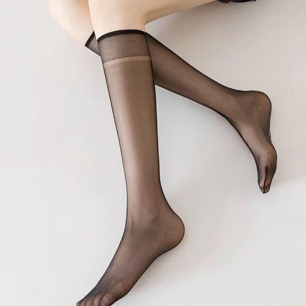 8Pairs Ultra-thin Transparent Stockings Streetwear Silky Calf Socks Long Tube Socks Girl