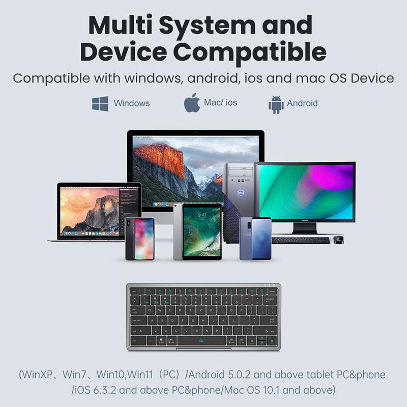 Foldable Bluetooth Keyboard Portable Ipad Keyboard Rechargeable Multi-Purpose Mini Keyboard with Touchpad for Windows Mac