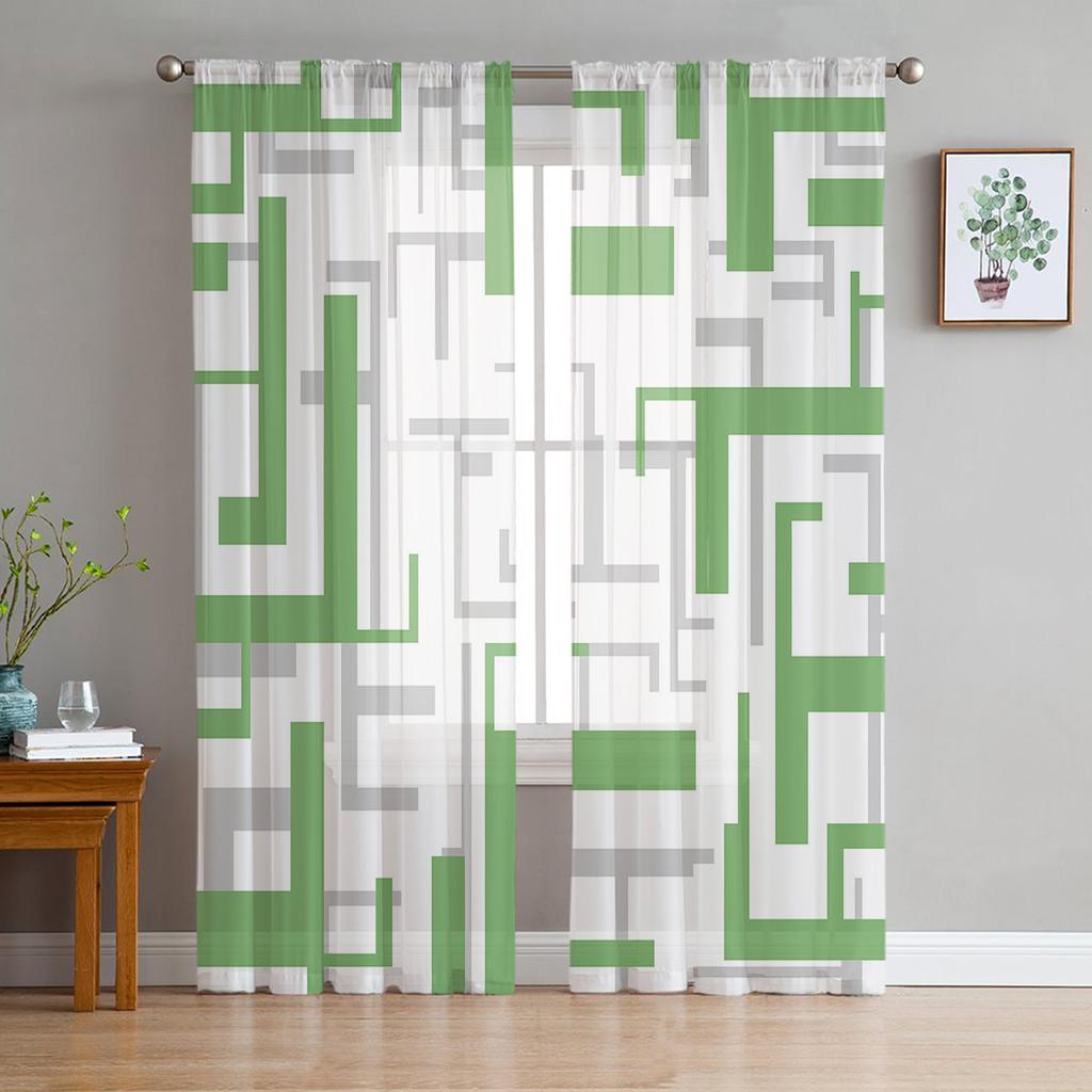 Геометрические черные, белые, серые прозрачные шторы из вуали для гостиной, окна, шифоновые тюлевые занавески, занавески для кухни, спальни, домашний декор