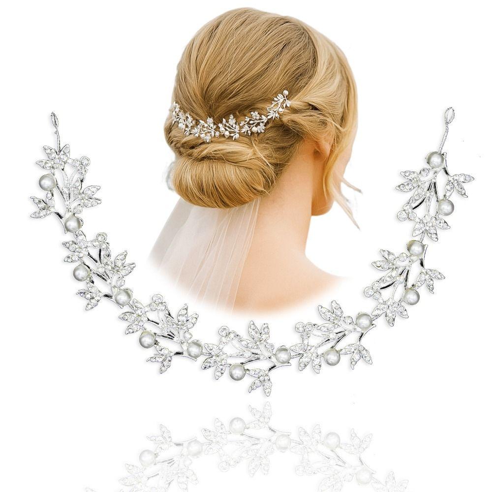 Luxury Crystal Pearl Hair Vine Shiny Fashion Bridal Hairband Banquet Dancing Party