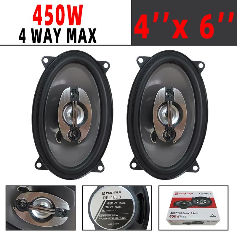 2 шт. 450 Вт 4x6 дюймов 4-полосный автомобильный коаксиальный динамик HIFI, автомобильная дверь, аудио, музыка, стерео, твитер, среднечастотный динамик, полнодиапазонный динамик