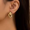 Gold SIlver Color Knot Hoop Earring For Women Shiny Plating Trendy Earring Stud Cute Daily Wear Jewelry