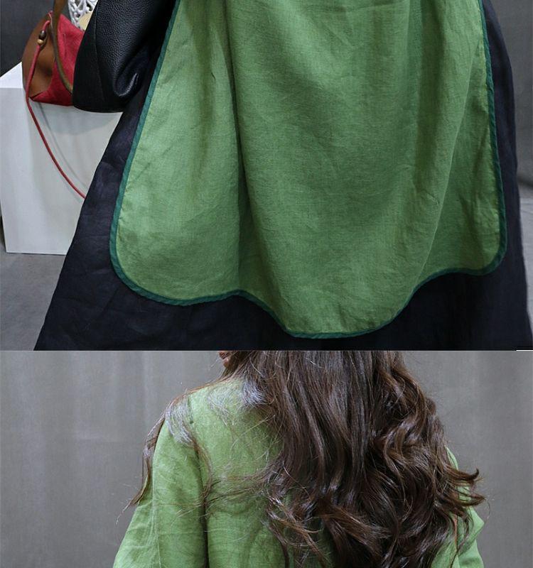 Вышитое хлопково-льняное ципао: Этническое летнее платье средней длины