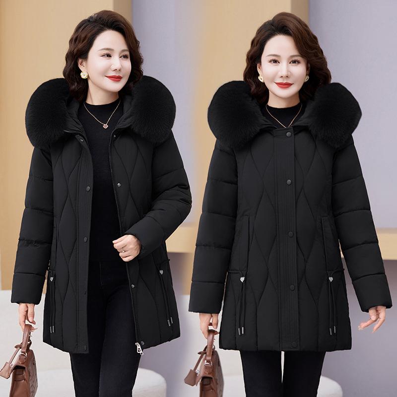 New middle-aged and elderly cotton-padded clothes for women, medium and long styles for the elderly, large-size mother-padded jackets, winter jackets,
