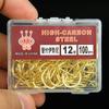 100 шт. Коробка Золотого Цвета С Кольцом Трубка Оплатить Исеи Крючки Жаловые Высокоуглеродистая Сталь Крючки для Морской Рыбалки