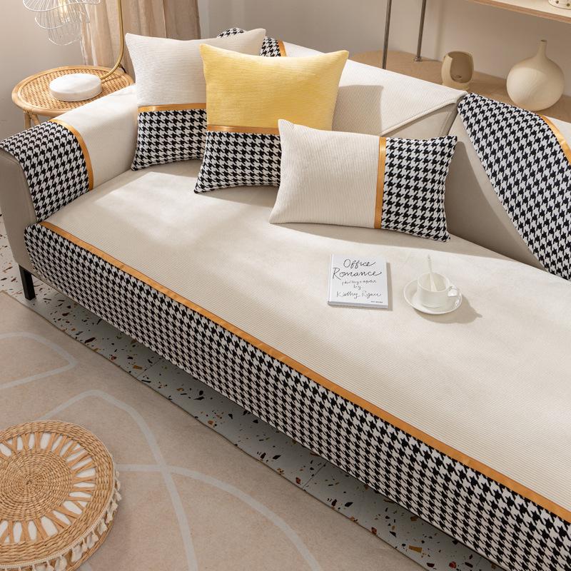 New Style Sofa Cushion Winter Plush Simple Modern Anti-slip Cushion Leather Sofa Cover Four-season Universal Cover Towel Thickening