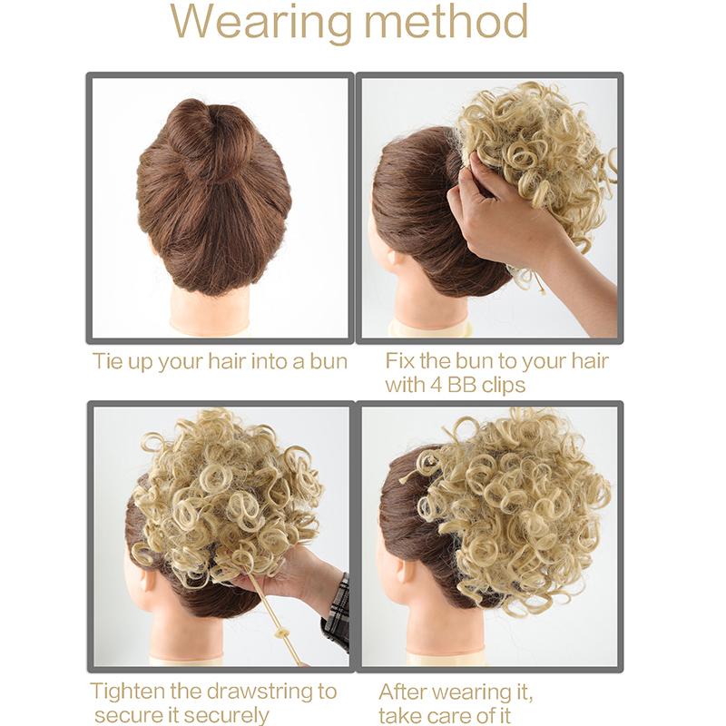 Синтетический беспорядочный вьющийся пучок для волос, эластичный шнурок, наращивание хвоста, пучок для волос, серый, черный, светлый, искусственный пучок для волос