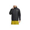 Solid Color Stand Collar Down Jacket With Front Brand Logo Print Men Outerwear Black HN2040