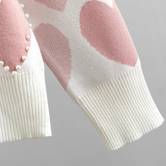 2 шт./комплект Женский комплект: топ и брюки, принт в виде сердечек, украшение бусинами, круглый вырез, длинные рукава, толстовка, эластичный пояс, манжеты на щиколотках, спортивные брюки