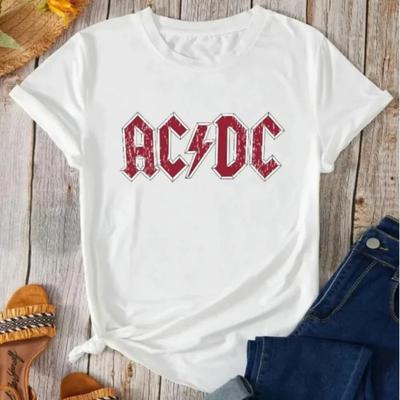 Женская летняя футболка с принтом букв ACDC, графическая одежда рок-группы, мужские модные топы, футболки, женская повседневная уличная одежда