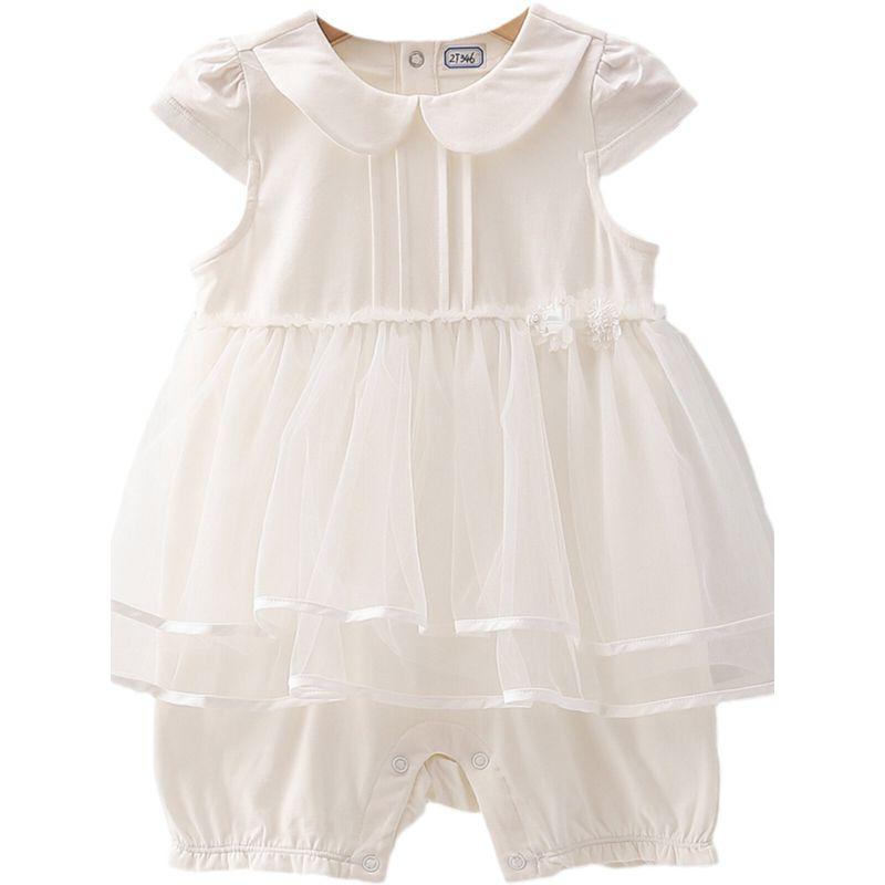 [Good] Mall Brand Discount New Stylish Mesh Patchwork Comfortable Short-Sleeve Romper for Infants and Children 2t085