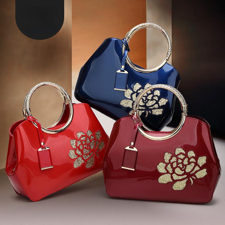 Модная портативная женская сумка из лакированной кожи, женская сумка с блестящей оболочкой, диагональная сумка на одно плечо