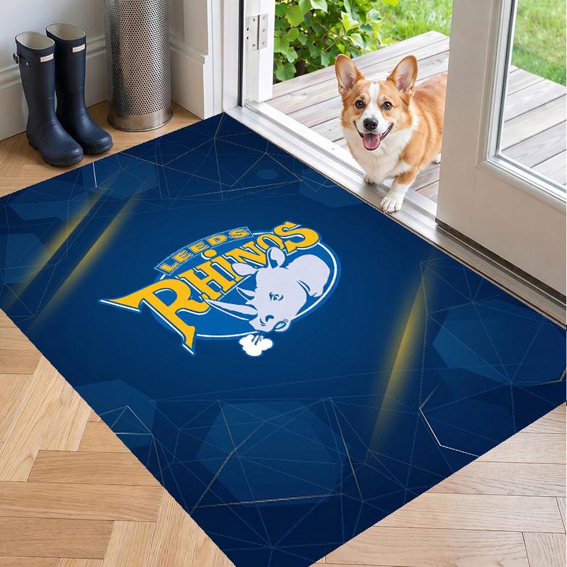 Soft Floor Carpet Leeds Rhinos Pattern Area Rug Decorative Mat For Home Room Decoration