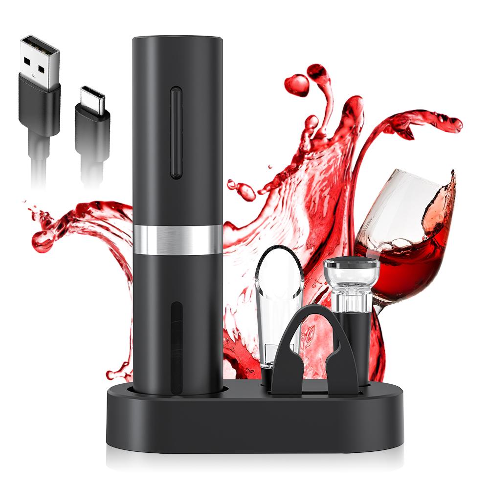 Electric Wine Opener Set Type-C Rechargeable Automatic Electric Wine Bottle Opener with Pourer /