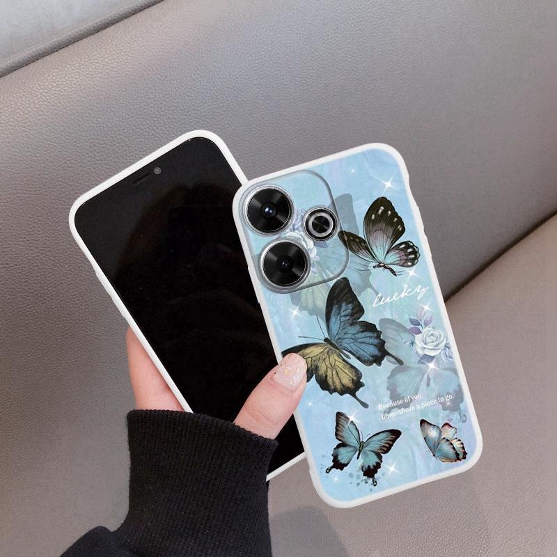 Мраморный бабочка мягкий силиконовый чехол для Xiaomi Redmi Note 13 Pro 13C 14T 15 Samsung A55 A35 M34 M35 S24 FE S25 Huawei Honor 200 iPhone противоударный чехол