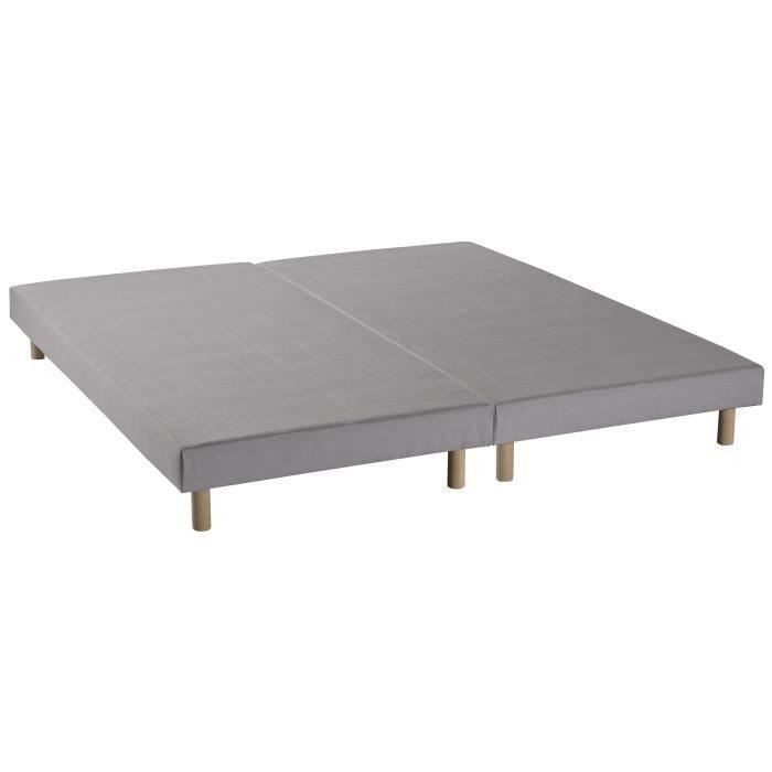 DEKO DREAM Rakenne Sommiers tapissiers à lattes 2x80x200 - Bois massif gris + pieds