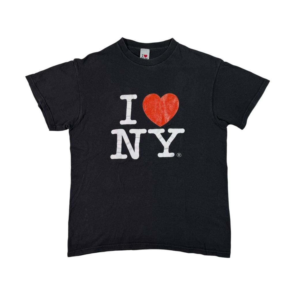 Винтажная футболка I love NY Аутентичный сувенир из Нью-Йорка Графическая черная футболка M