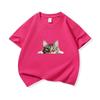 Kids Cotton T Shirt Peeking Maine Cat Graphic Print Crew Neck Short Sleeve Tee Casual Breathable Boys Girls Summer Tops