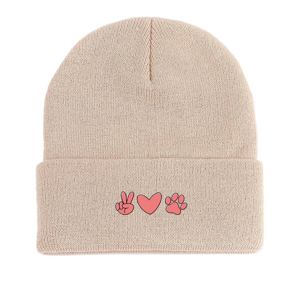 V Жесты Сердце Собака Лапа Принт Вязаная Шапка Шапочка, Кепка Животное Человек Осенняя Мягкая Повседневная Шапка-Боббл Вязаная Шапка Шапочка