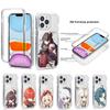Милый Genshin impact Anime прозрачный чехол для телефона iPhone 13Pro 13 Pro Xs X 7 8 SE3 2022 SE 2020 прозрачная крышка + боковая рамка бампер