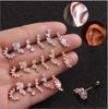 1Pc New Leaf Star Stainless Steel Cartilage Earring Shiny Cubic Zirconia Ear Studs Helix Piercing Jewelry