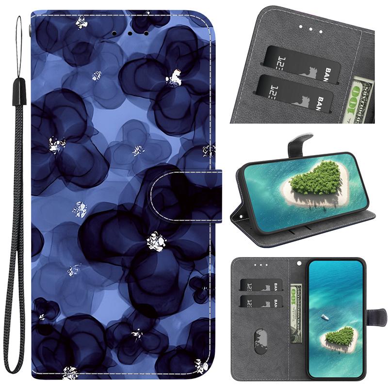 Ретро Цветочный Чехол для Samsung Galaxy S26+ S25 Edge S24 Plus S23 S22 S21 FE Ultra Чехол Кошелек Флип С Подставкой Задняя Крышка с Ремешком