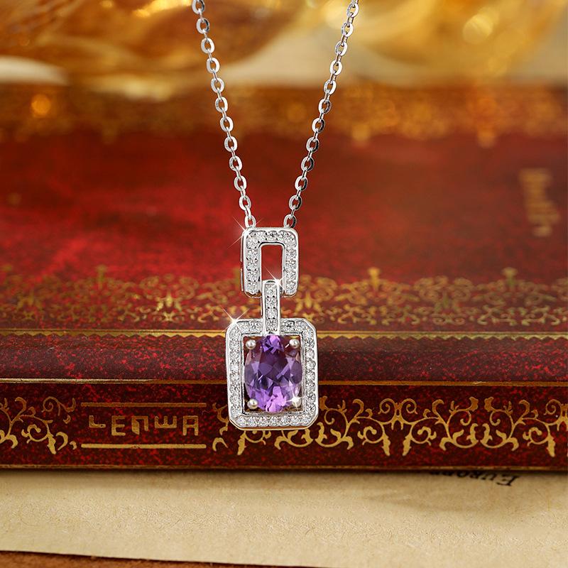 S925 Sterling Silver perfume Bottle Necklace Women's European and American Style Luxury High Sense Natural Crystal Fashion Gift