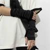 1 Pair Women Striped Fingerless Gloves Knitted Elbow Mittens for Winter Soft Stretchy Arm Warmers Christmas Gift