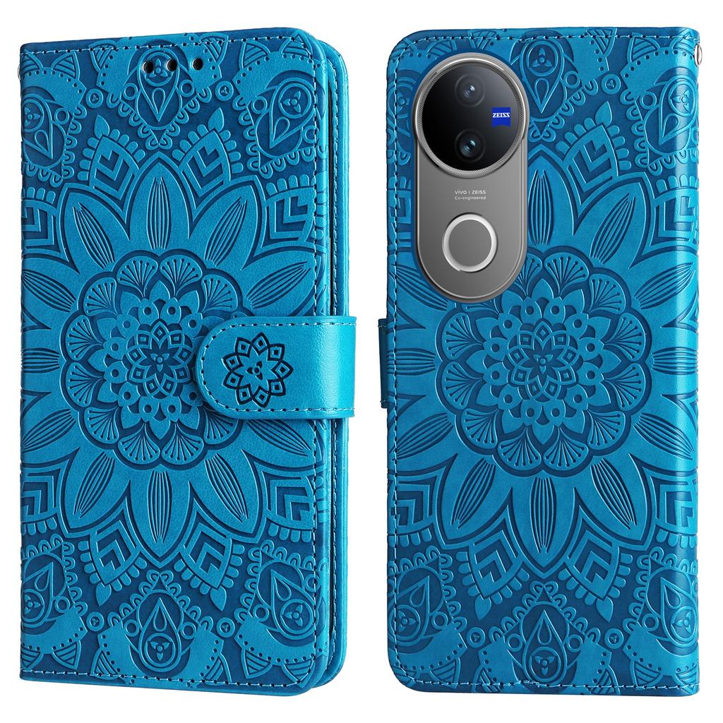 Чехол для vivo V50 5G Кожаный чехол-кошелек с тиснением подсолнуха