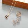 Круглая форма кулон кристалл ожерелье + серьги + кольцо комплект свадебная цепочка ювелирные изделия женские аксессуары подарок
