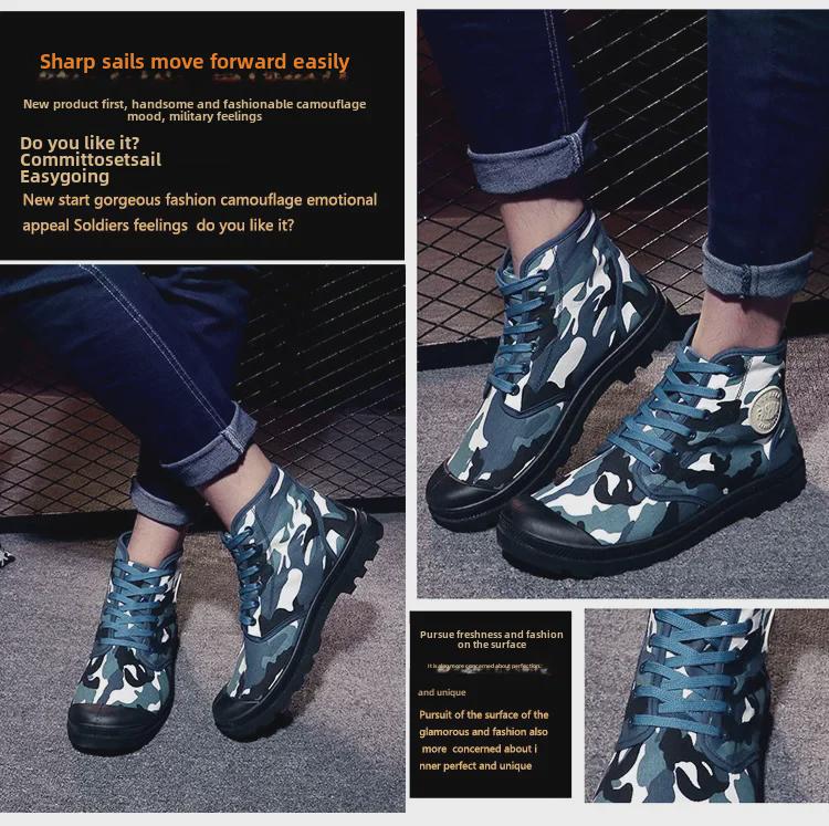 Сапоги из парусины в стиле ретро унисекс: Осенне-зимняя повседневная обувь средней длины