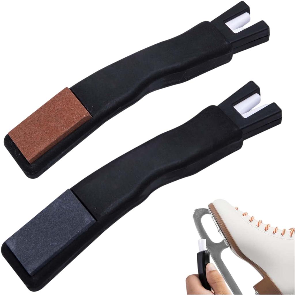 Ice Skate Blade Sharpener Tool with Dual Abrasive Stones for Outdoor Skating Figure Skating and Hockey Skate Maintenance