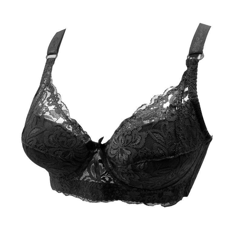 Женское нижнее белье с эффектом пуш-ап размера плюс 36-46, сексуальный однотонный бюстгальтер на косточках, кружевной бюстгальтер с цветочным принтом, тонкое удобное дышащее женское нижнее белье