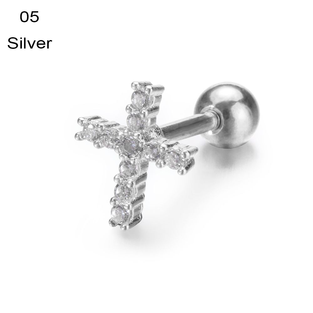 Серьги-гвоздики Helix Tragus Star Moon Heart CZ Пирсинг ушей Серебряные золотые украшения для тела