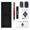 Wordsworth & Black Fountain Pen Set, 18K Plated Medium Nib, 24 Pack Ink Cartridges, Ink Refill Converter & Gift Box, Gold Finish, Calligraphy, [Crimso