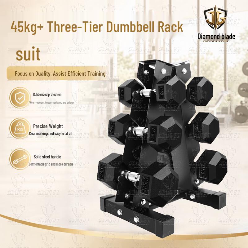 Jingangren Hex Rubber-Coated Cast Iron Dumbbell
