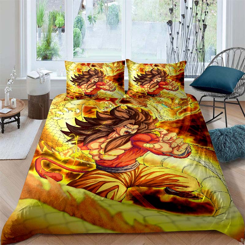 2026 New Dragon Ball Duvet Cover and Pillowcase Bedding Set—Available for Single, Double, Queen, and King-Size Beds.