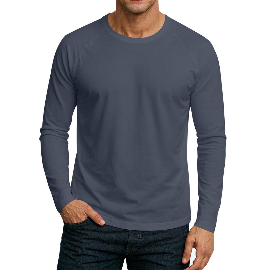 Мужской топ-футболка с круглым вырезом и длинным рукавом