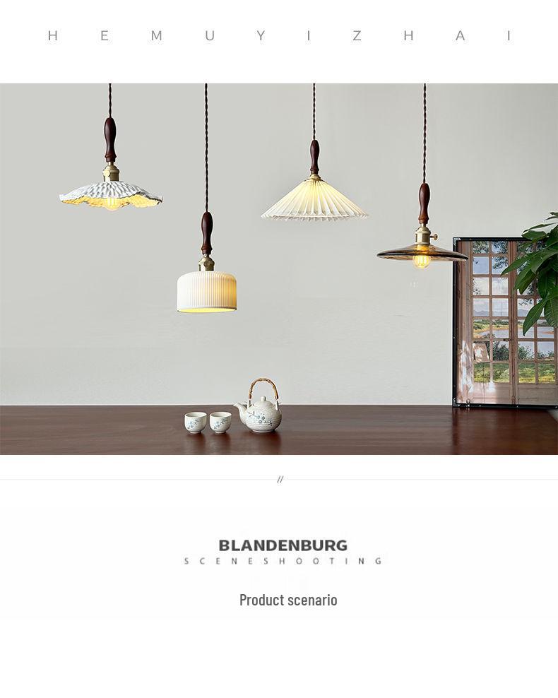 Vintage Walnut & Brass Glass Pendant Light for Bar, Counter, or Bedroom