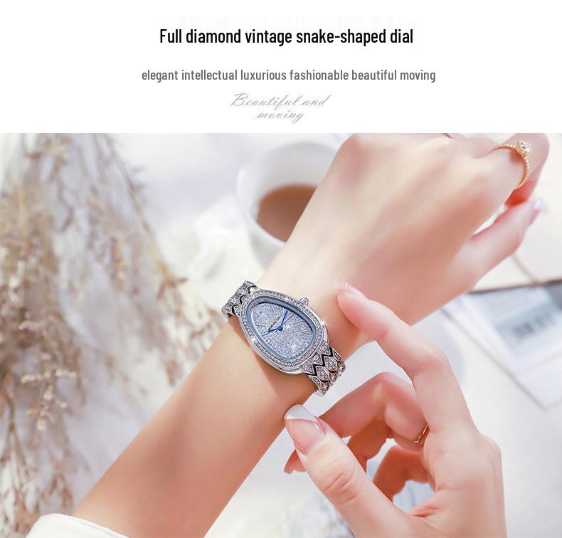 Элегантные женские кварцевые часы в форме змеи со звездным циферблатом - Роскошный водонепроницаемый браслет с бриллиантами от нишевого бренда Light Fashion.