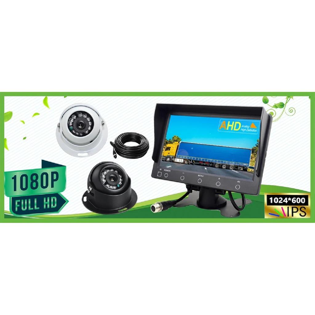 Truck Reverse Camera System with Sound, 7" AHD Monitor with Speaker Reversing 1080P Rear View Audio Camera Built-in Microphone