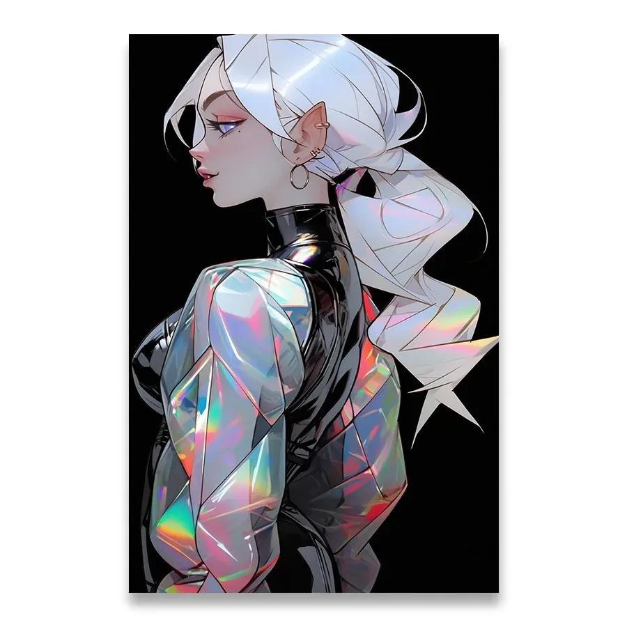 Canvas Fashionable Makeup Female Model Wall Decoration Poster Cool and Stunning Living Room Home Decor