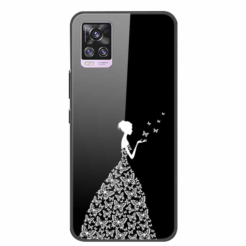 Glass Back Cover For Vivo V20 Pro 5G Case Coque Hard Tempered Glass Case For Vivo V20 Pro 2020 Phone Case Cover Soft Bumper Para