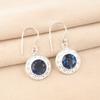 Round Shape London Blue Topaz Gemstone 925 Sterling Silver Drop Earrings 1.5" EE-153-8