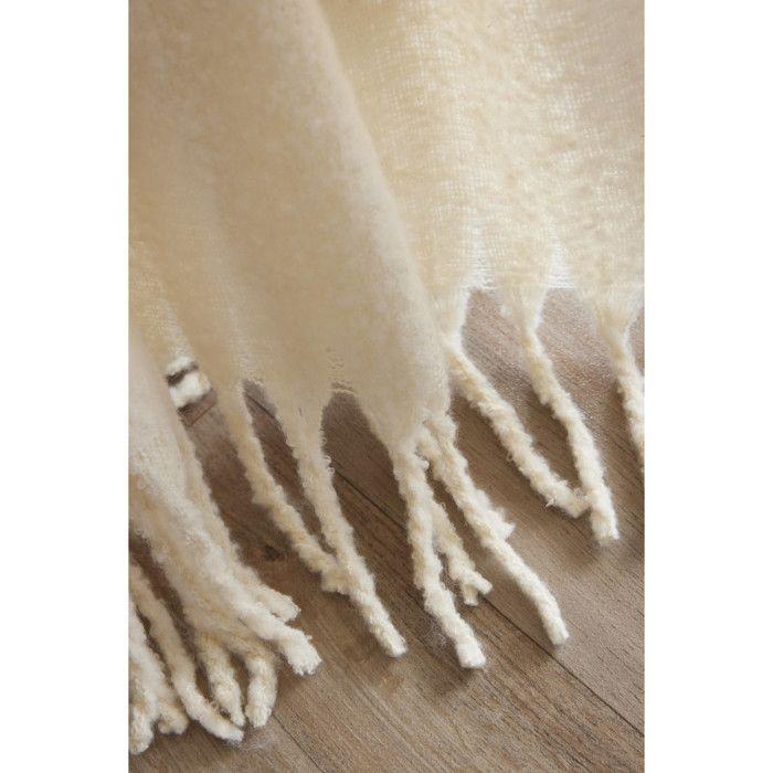 Plaid 130 x 170 cm Polyester tricot uni effet Mohair "Melia" Le fil d'Ariane - Melia Ivoire
